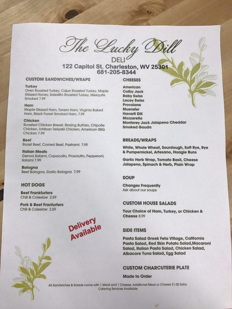 Menu at The Lucky Dill restaurant, Charleston