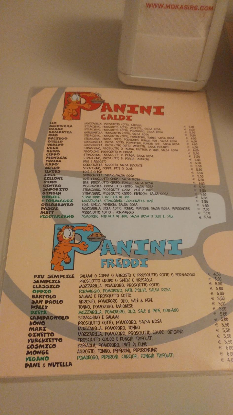 Menu at Garfield pub & bar, Loano