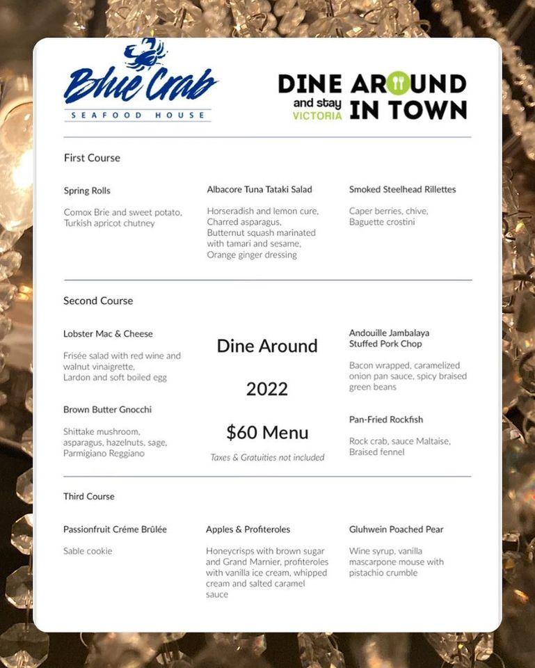 Menu at Blue Crab Seafood House restaurant, Victoria, 146 Kingston St