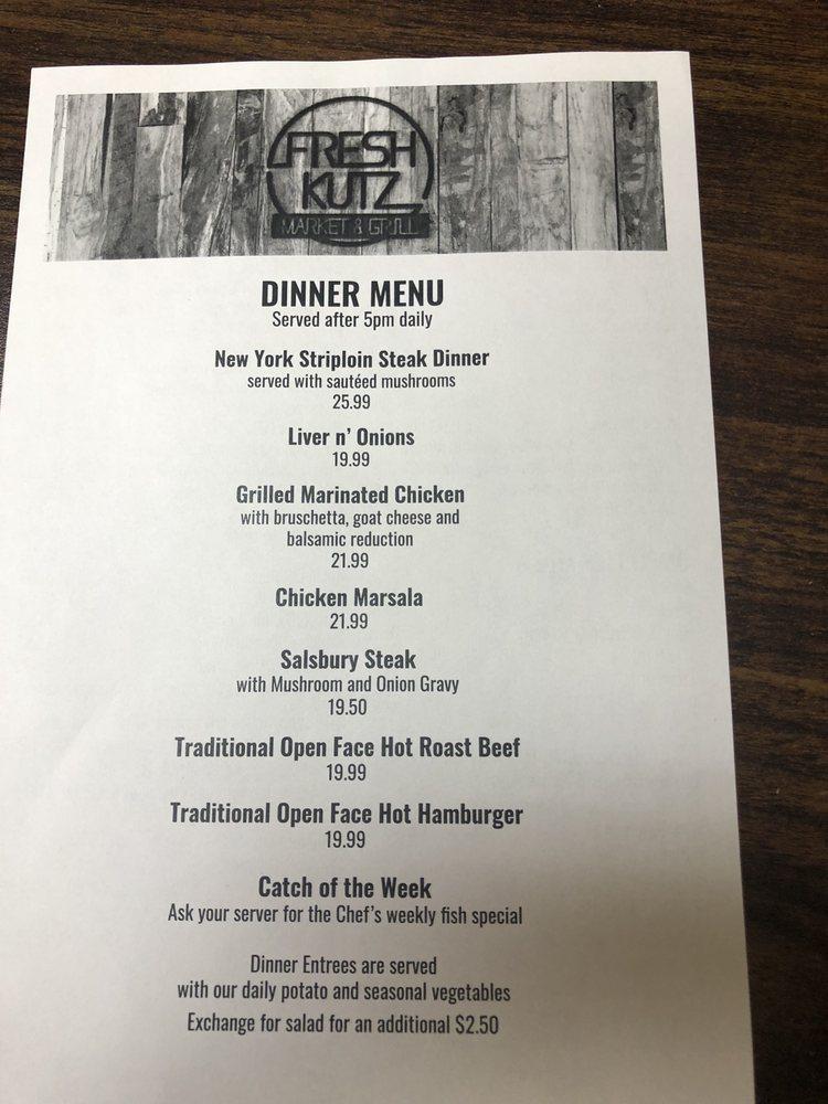 Menu at Fresh Kutz Market & Grill restaurant, Bracebridge