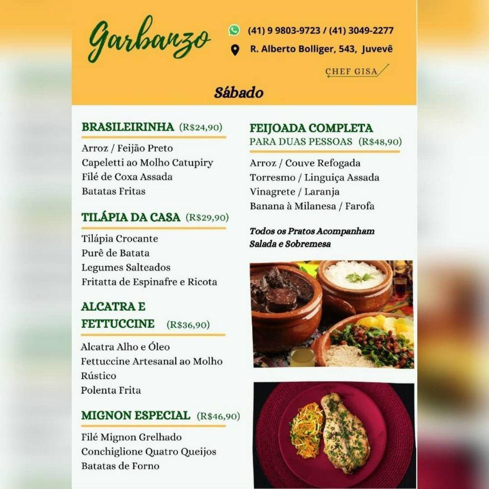 Menu at Garbanzo Restaurante Café, Curitiba