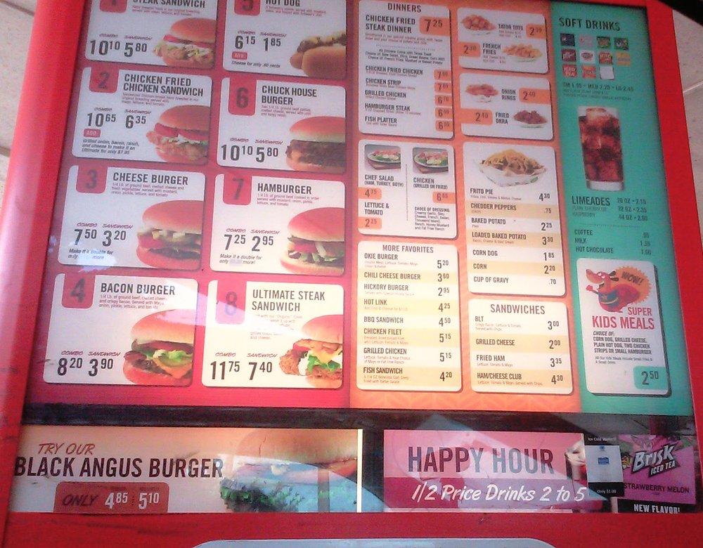 Menu at Chuck’s Steak Sandwiches restaurant, Midwest City, S Midwest Blvd