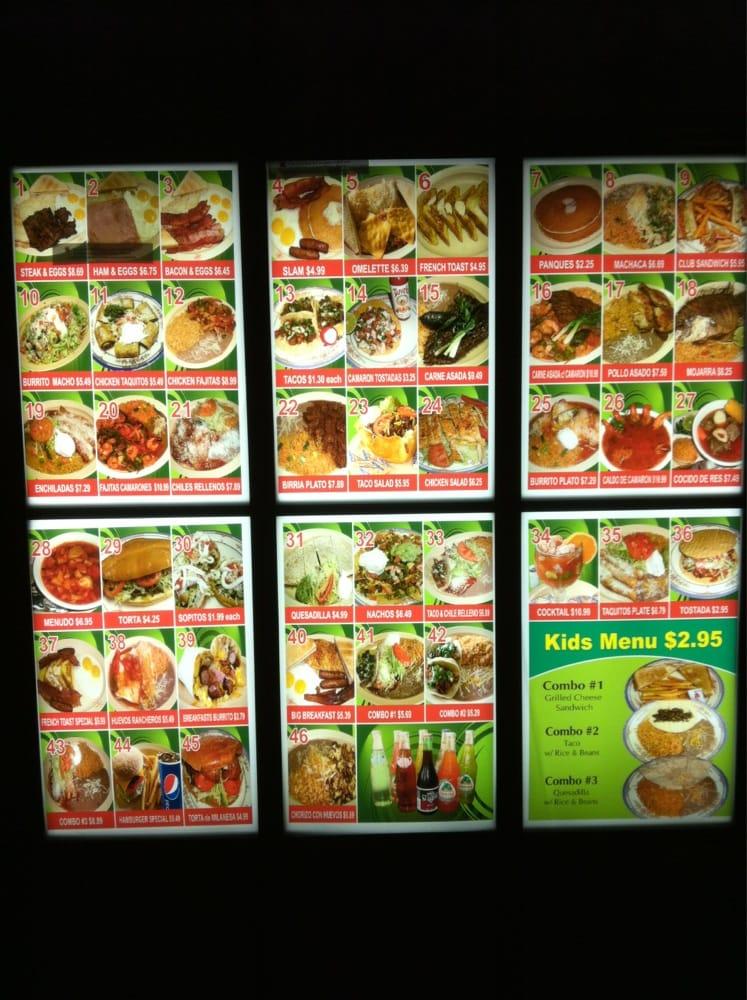 Menu at Don Pedro restaurant, Camas