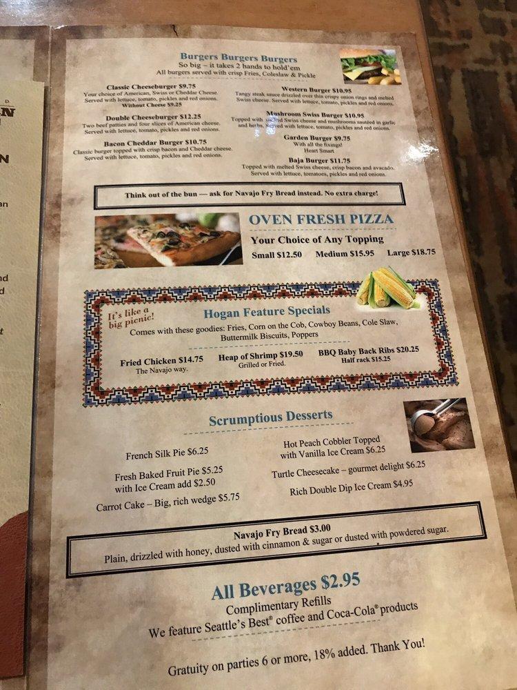 Menu at Hogan Restaurant, Tuba City