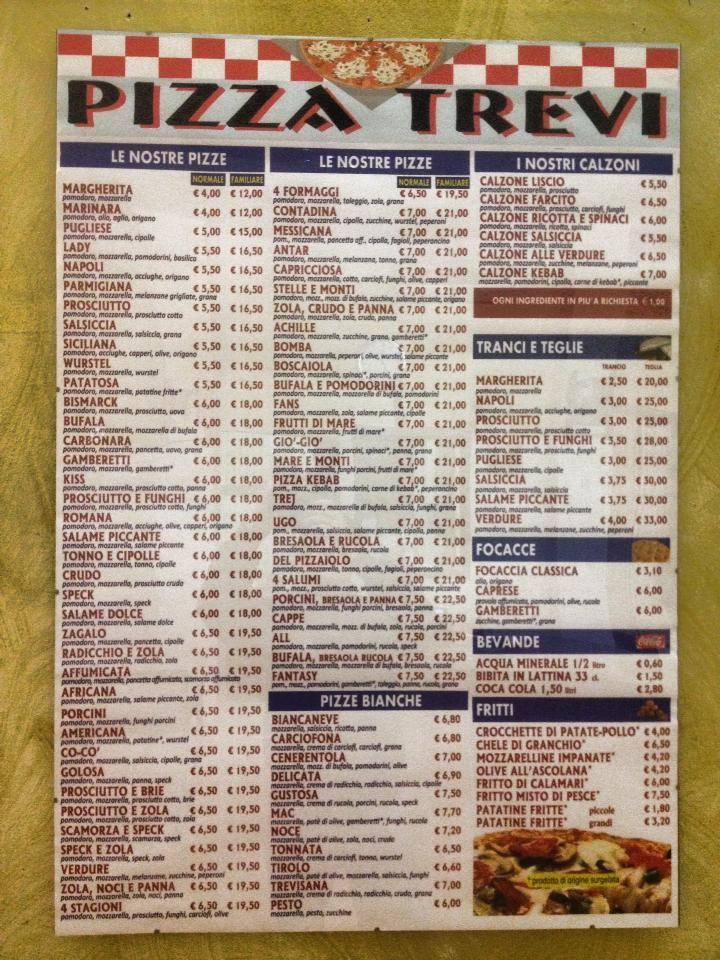 Menu de Pizza Trevi