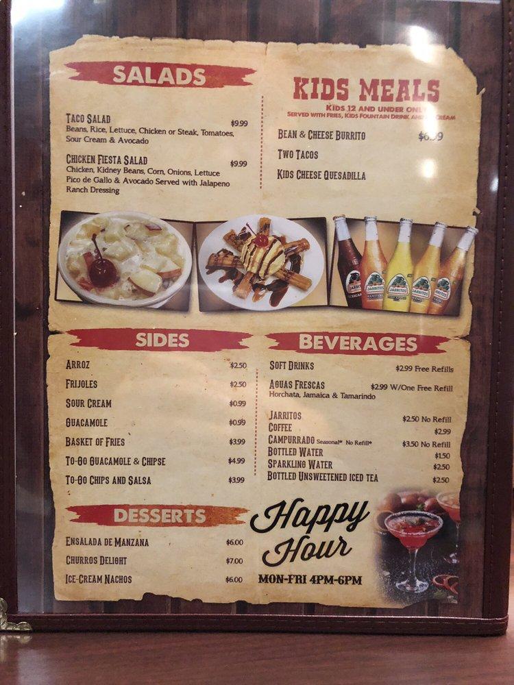 Menu at Cielito Lindo Taqueria restaurant, Reno, Kings Row