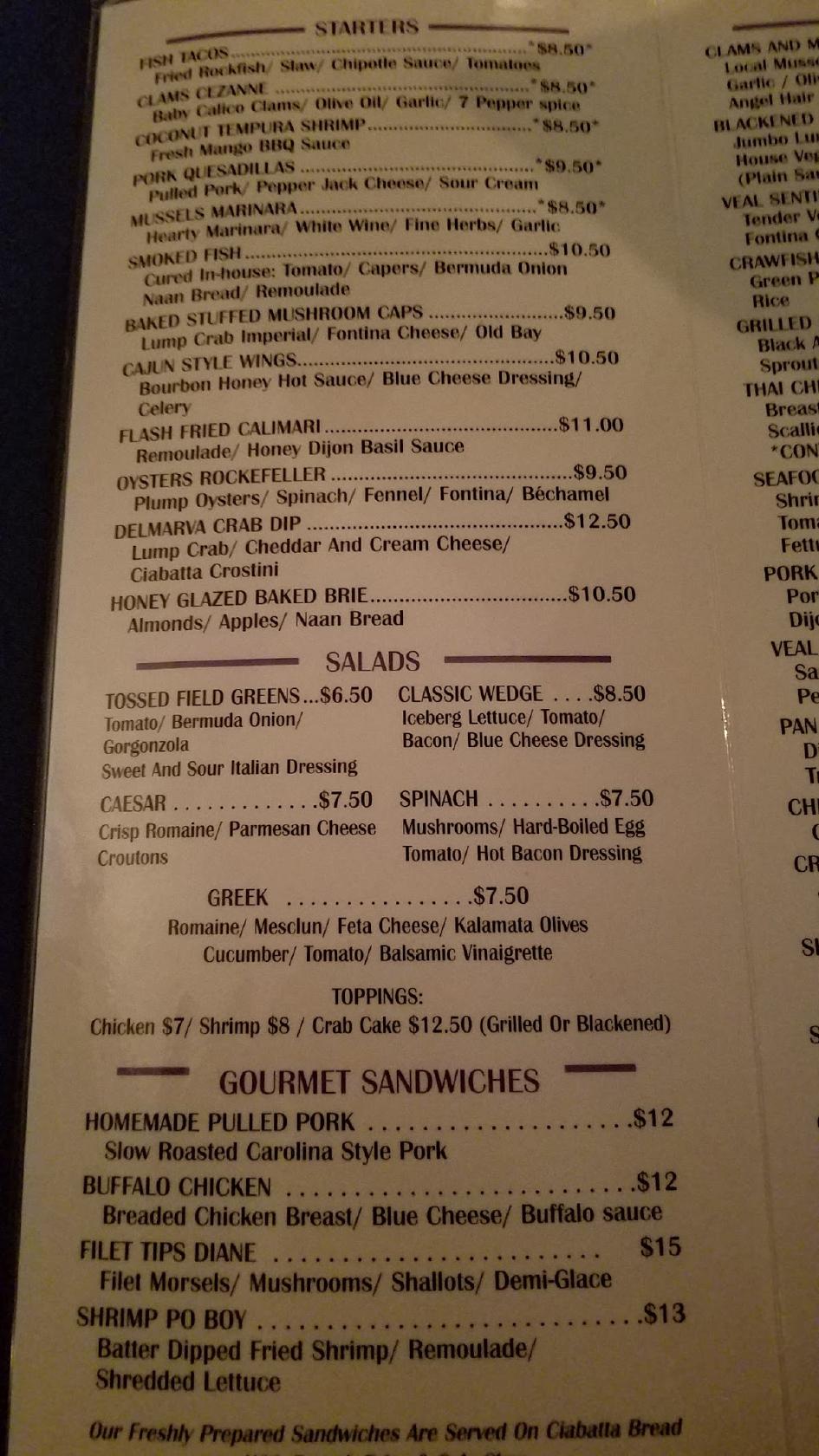 Menu at Just In Thyme Restaurant, Rehoboth Beach
