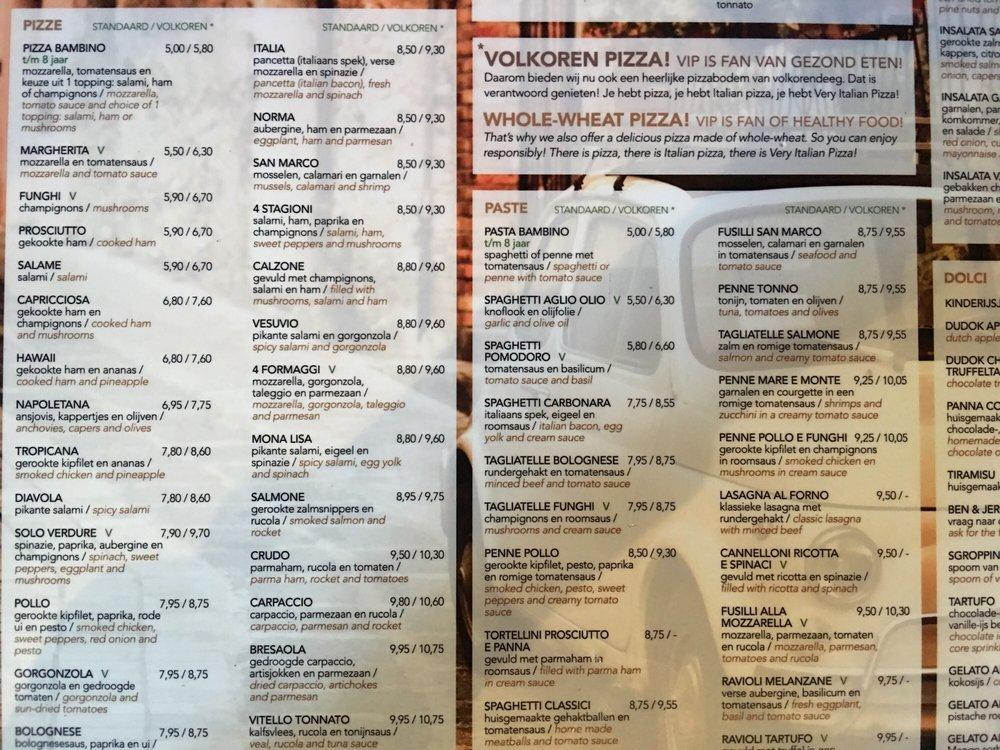 Speisekarte von Very Italian Pizza, Den Haag