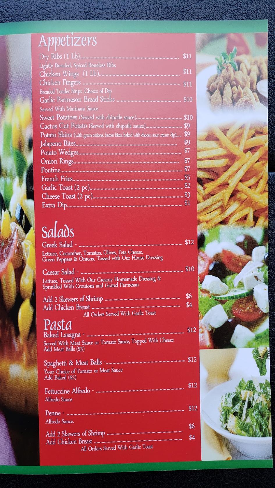 Menu at In N’ Out Pizza restaurant, Saskatoon