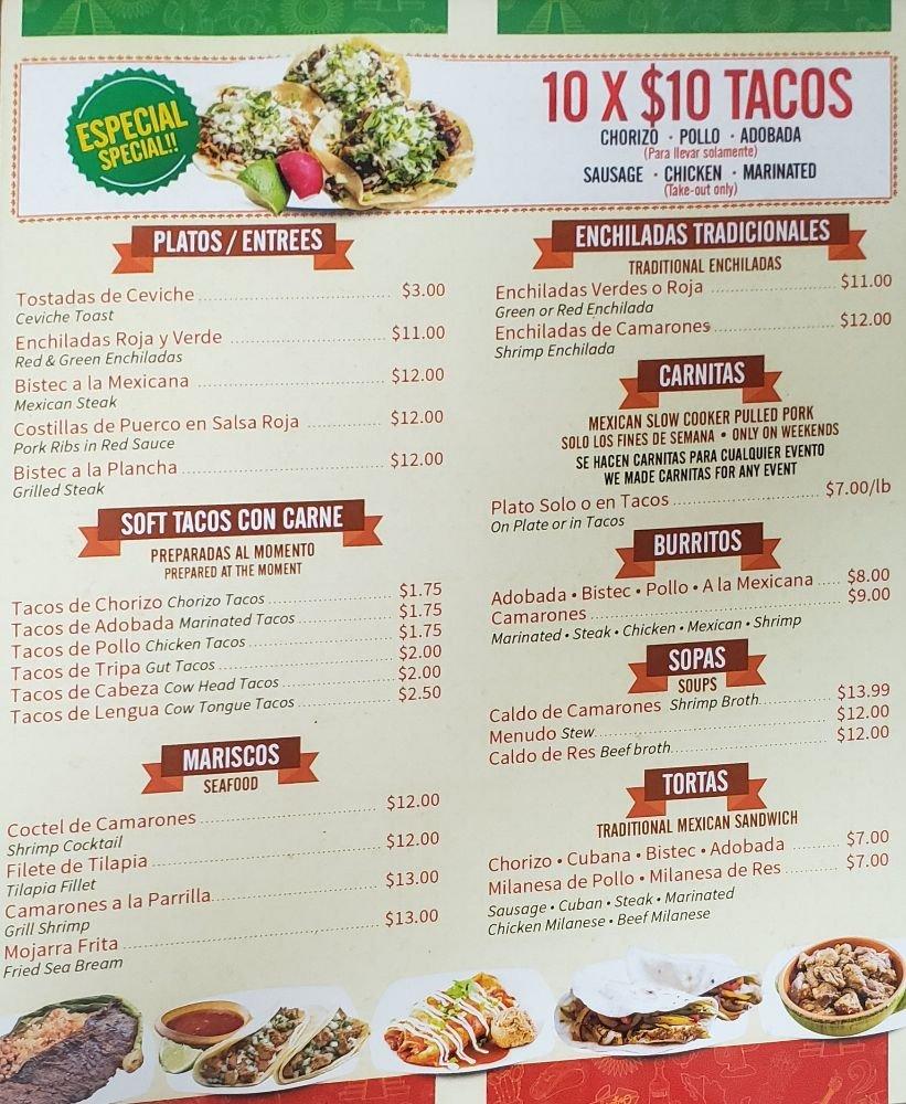 la fogata mexican restaurant menu