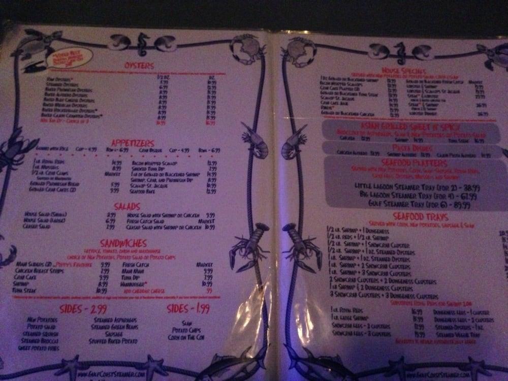 Menu At The Steamer Baked Oyster Bar, Gulf Shores