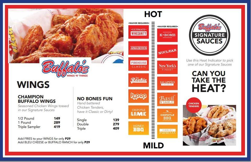 Menu At Buffalo Wings N Things Fast Food Quezon City 213 Banawe 