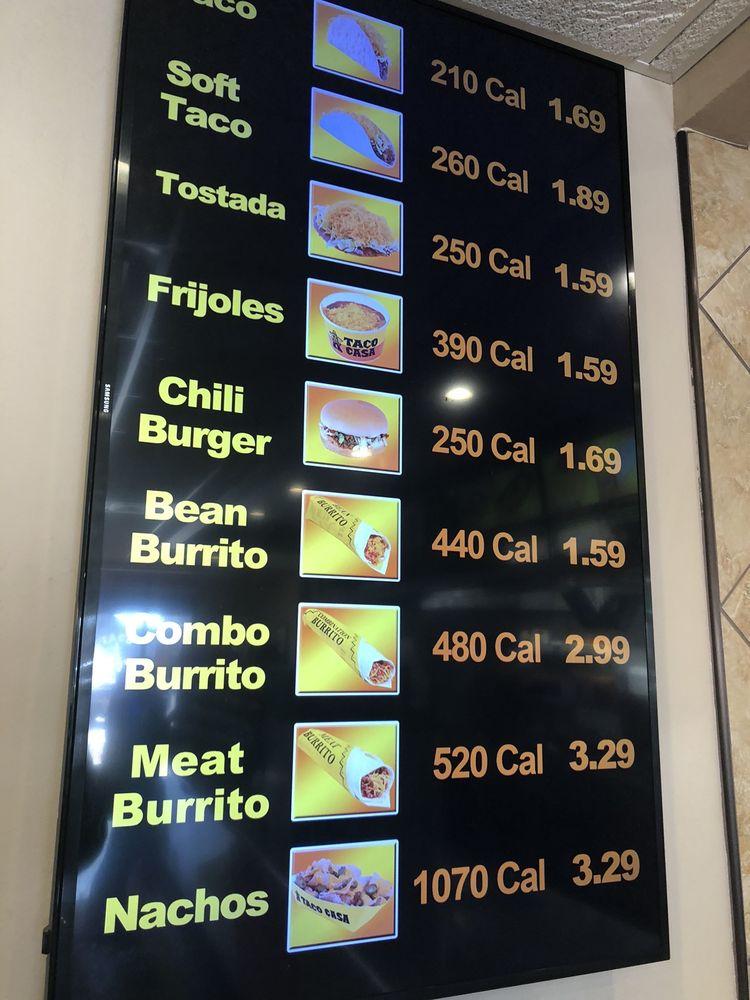 Menu at Taco Casa restaurant, Midwest City, 408 S Air Depot Blvd 87