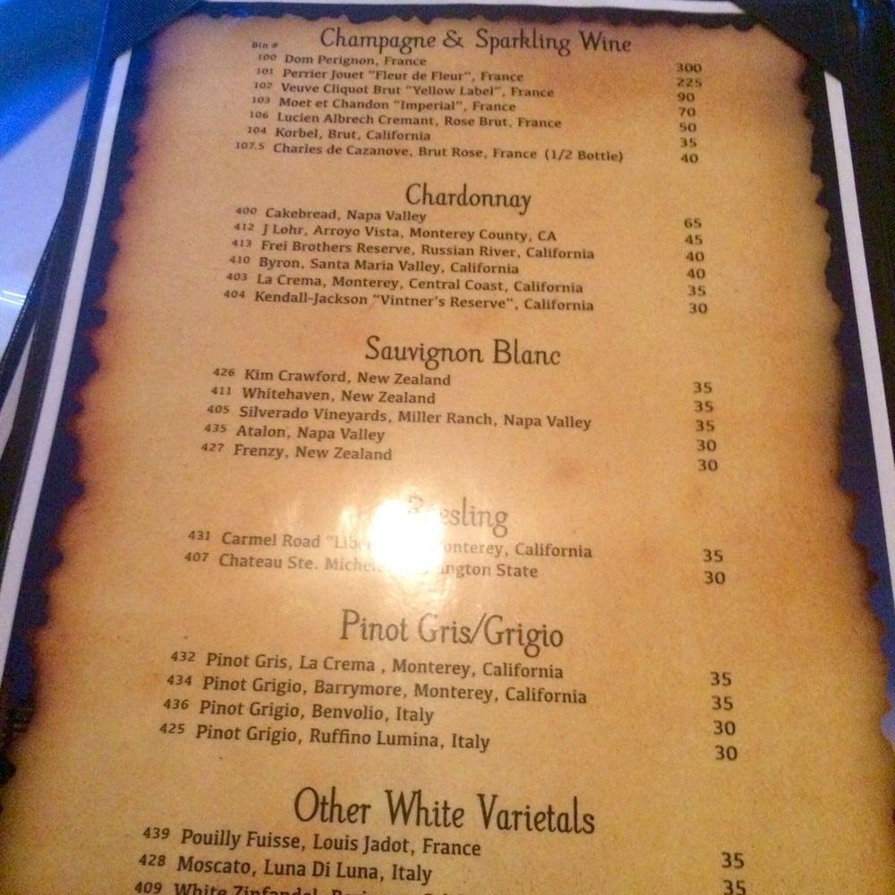 Menu at Top Of Binion's Steakhouse, Las Vegas