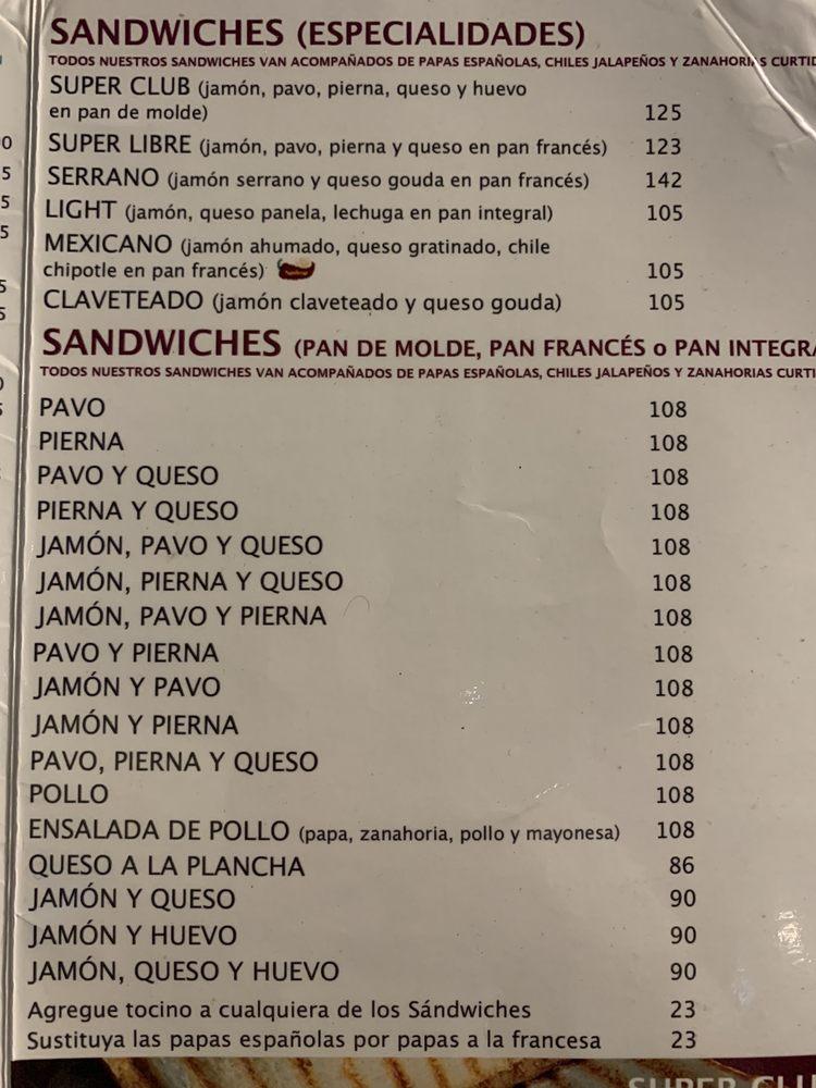 Menu at Cafetería Impala, Merida, Calle 56 A 500 x 47 y 45