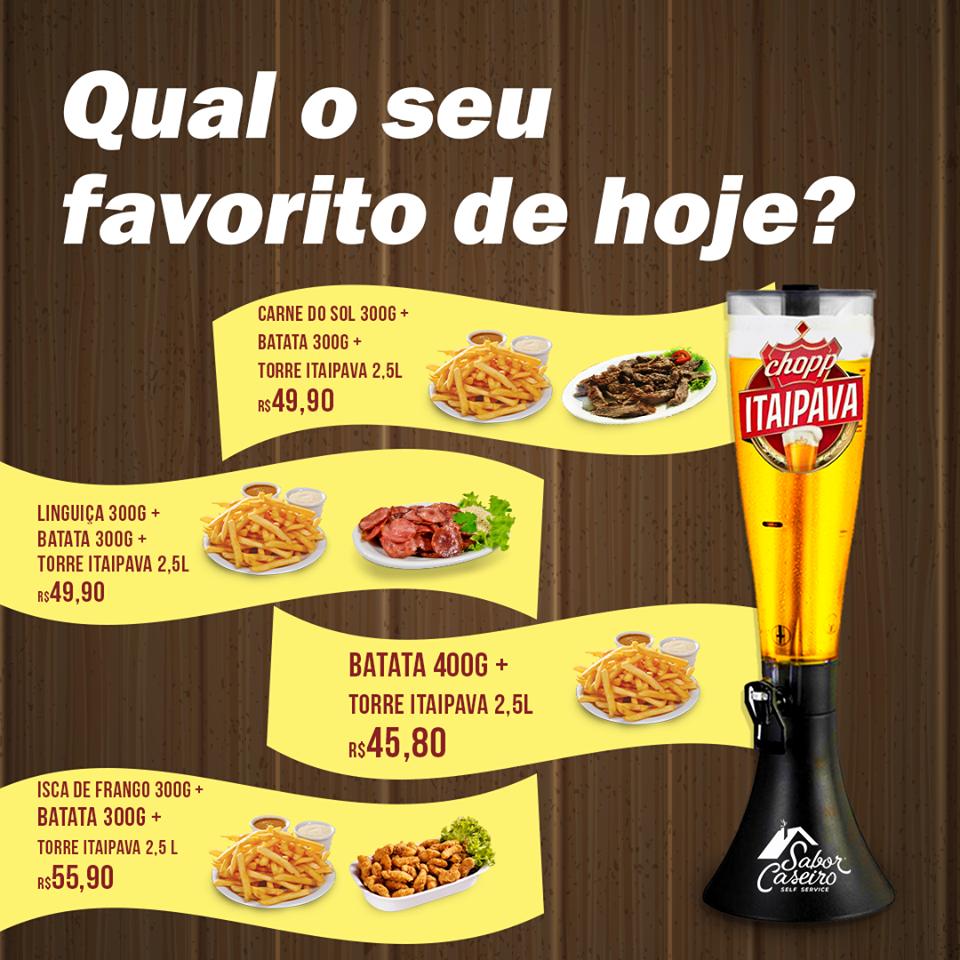 Sabor caseiro cardápio