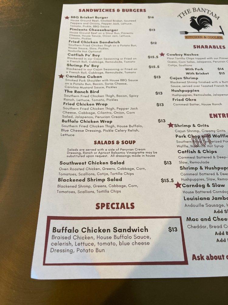 Menu at The Bantam Kitchen restaurant, Redding