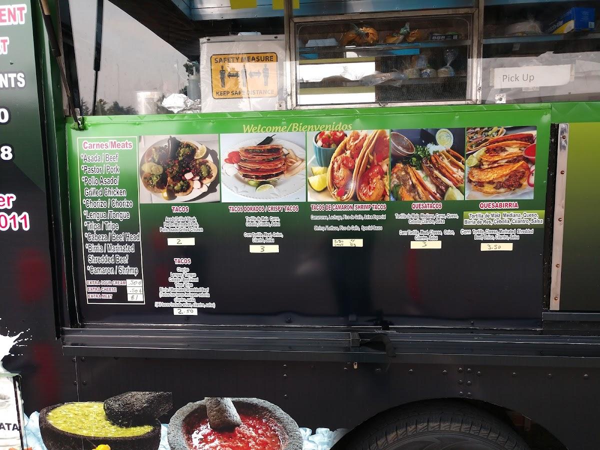 Menu at Gallo's Taco Truck restaurant, Stockton