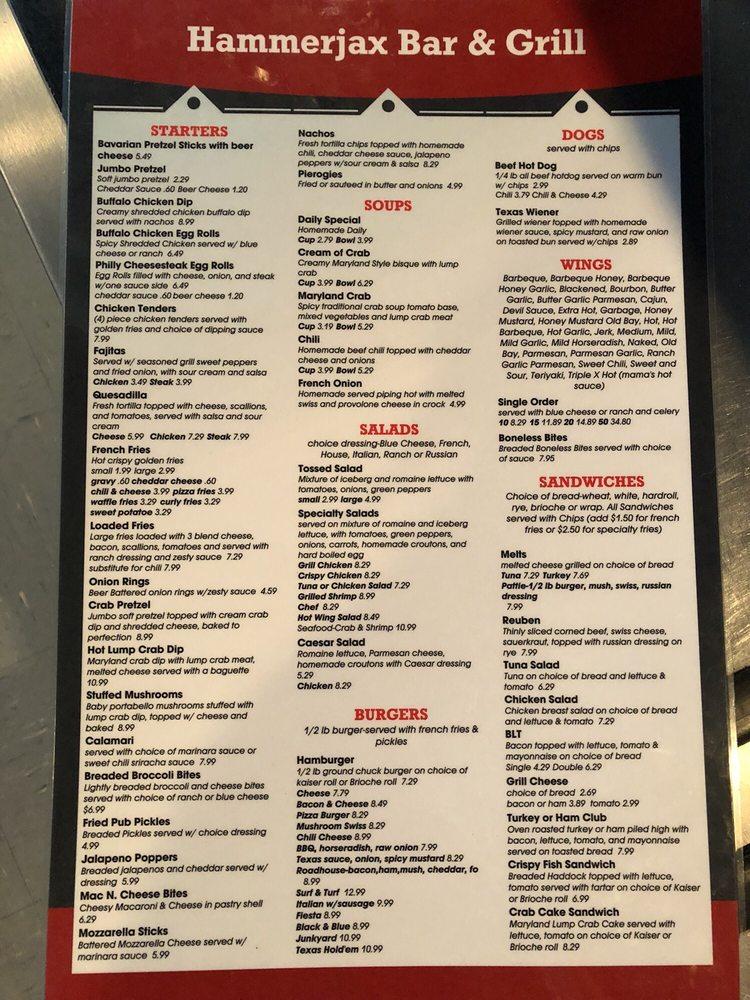 Menu at Hammerjax Bar & Grill, USA