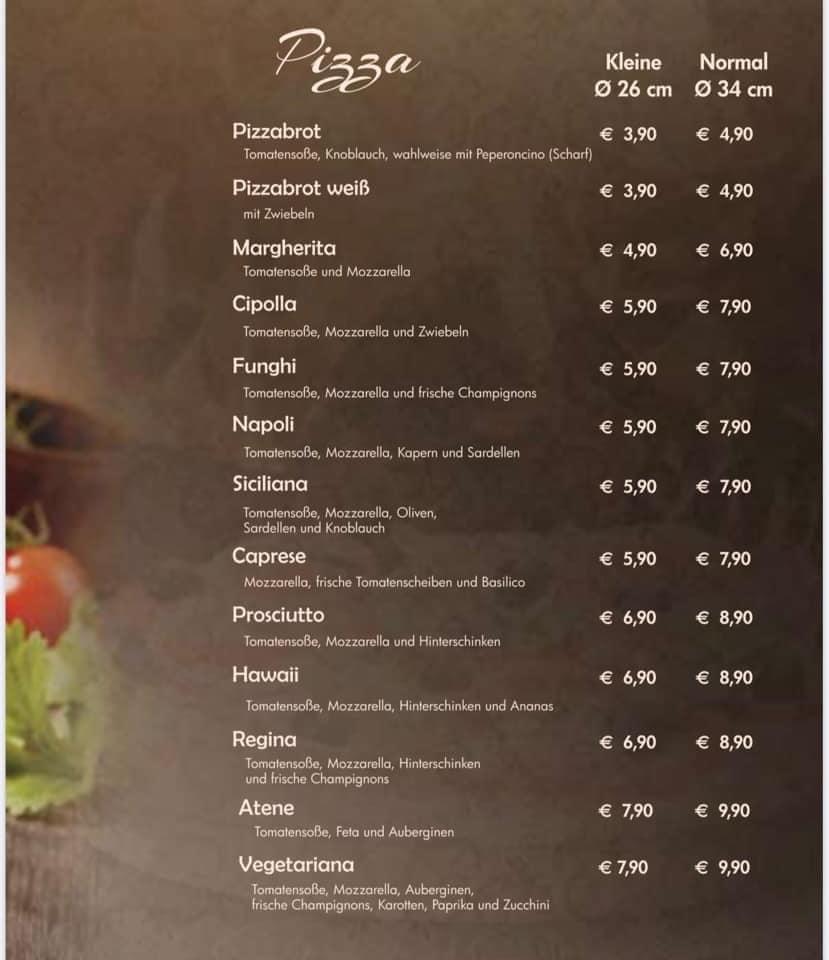 Speisekarte von Eisdiele Pizzeria Roma, Vilshofen an der Donau