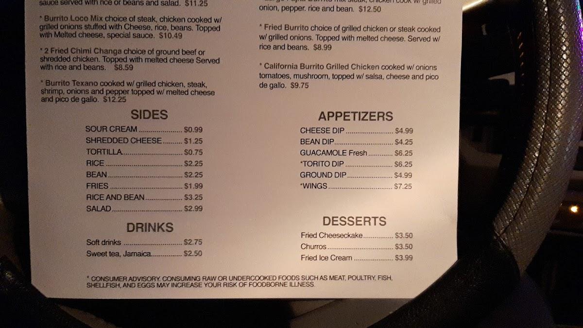 Menu at El Torito Restaurant of Bladenboro, Bladenboro