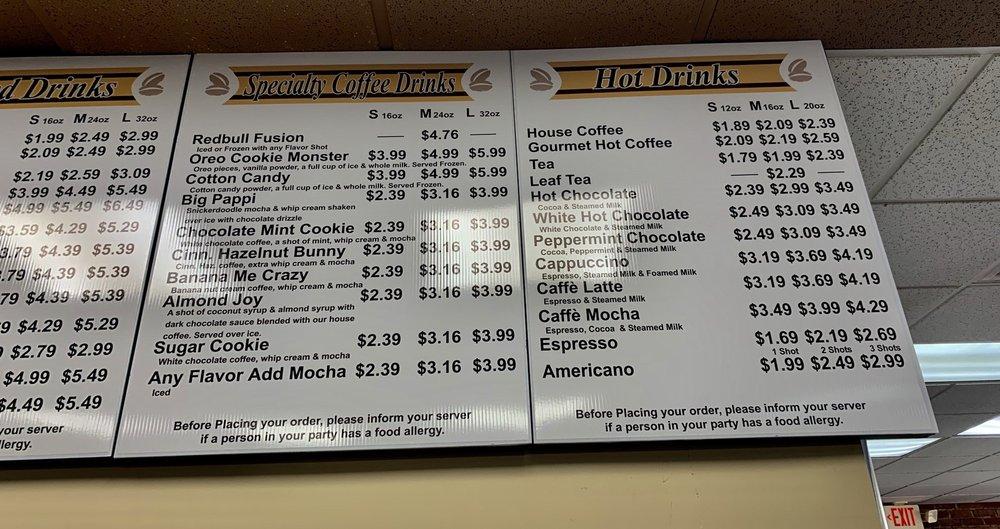 Menu at Coffee N Cream pub & bar, Quincy
