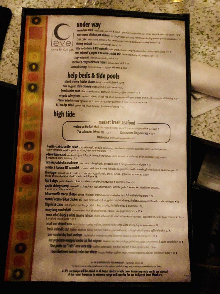 Menu at Island Prime steakhouse, San Diego, 880 Harbor Island Dr