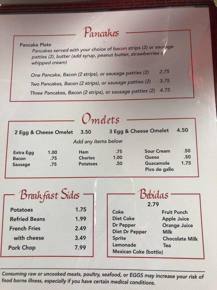 Menu at La Cienega Mexican Food restaurant, Mineral Wells, 708 W Hubbard St