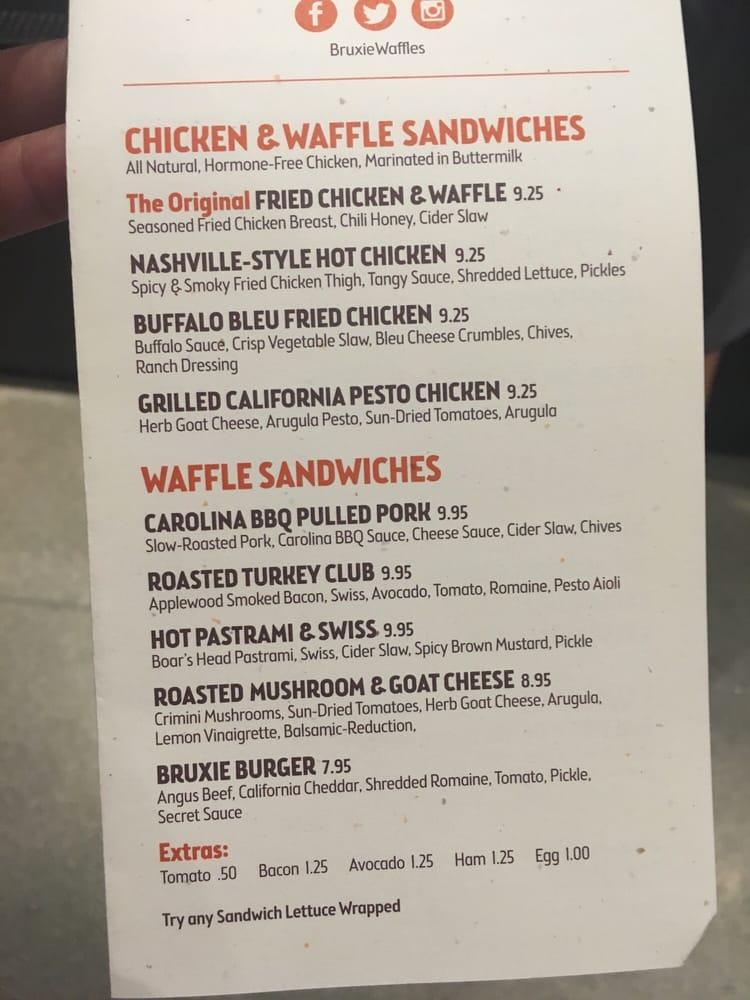 Menu at Bruxie Original Fried Chicken & Waffle Sandwich restaurant, Las