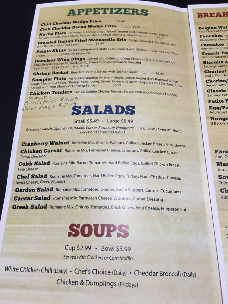 Menu at Dairy Barn, Milan