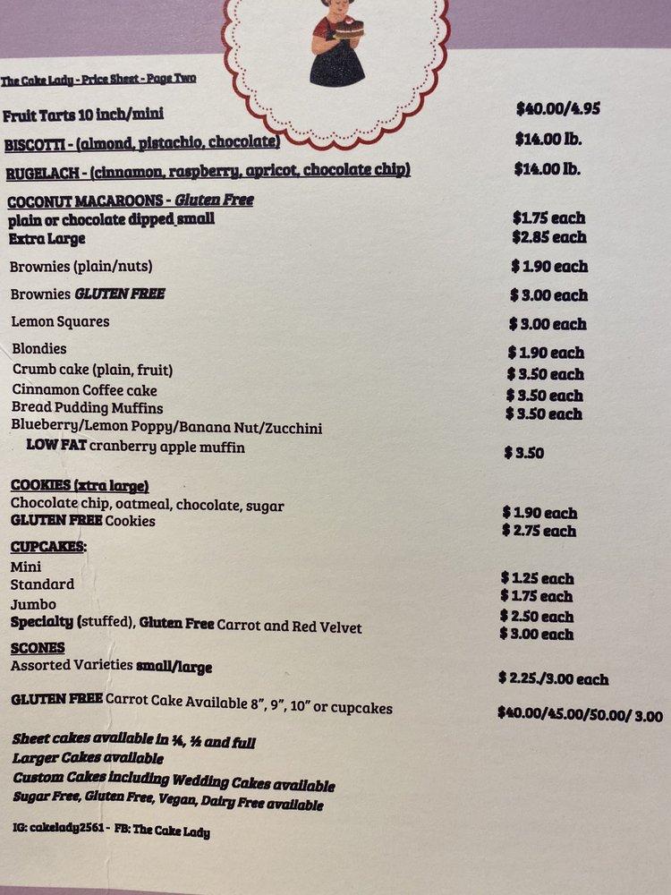 Menu at The Cake Lady Desserts and Cafe, Harriman
