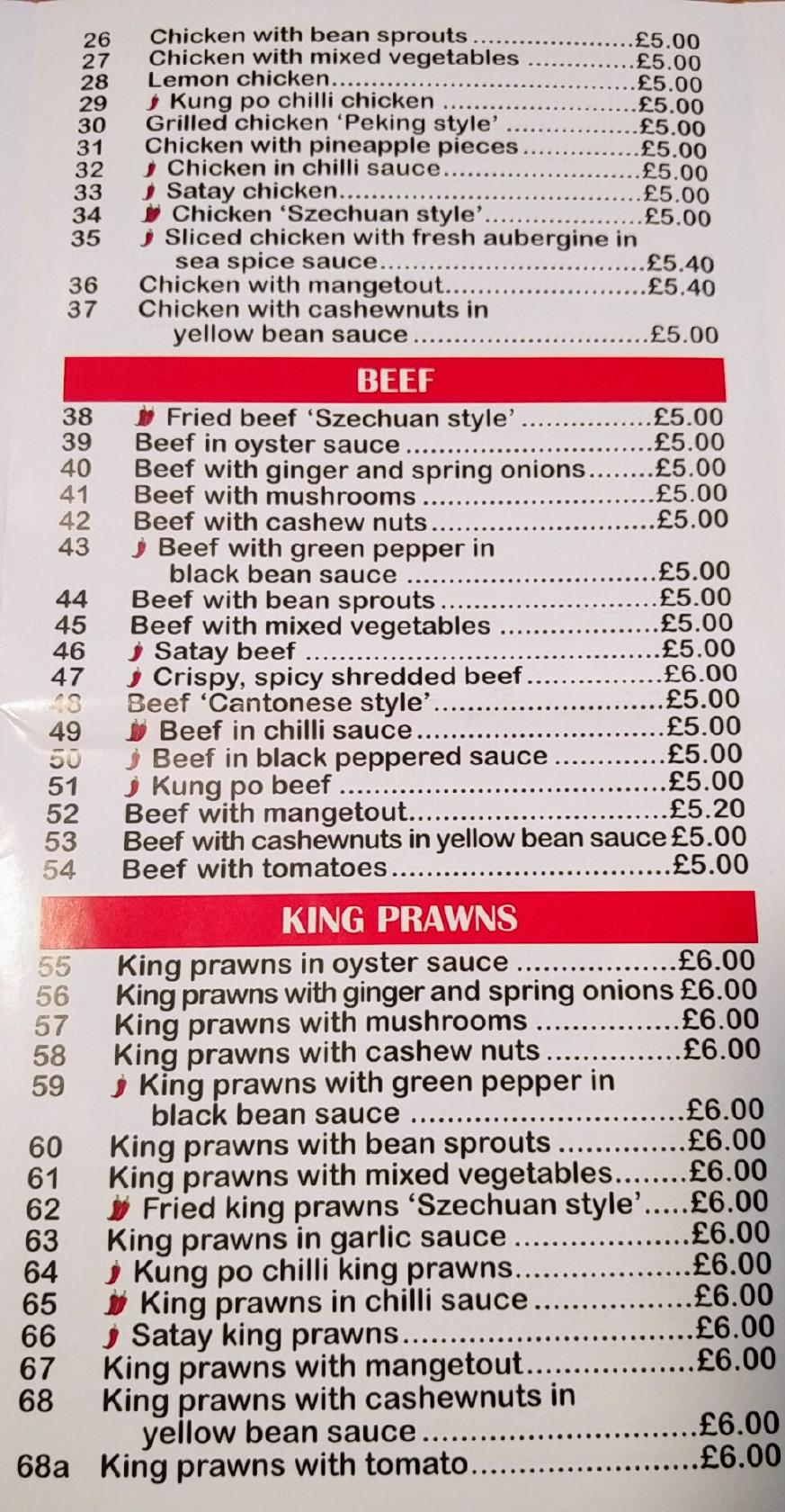 Menu at Kings Garden fast food, Crawley