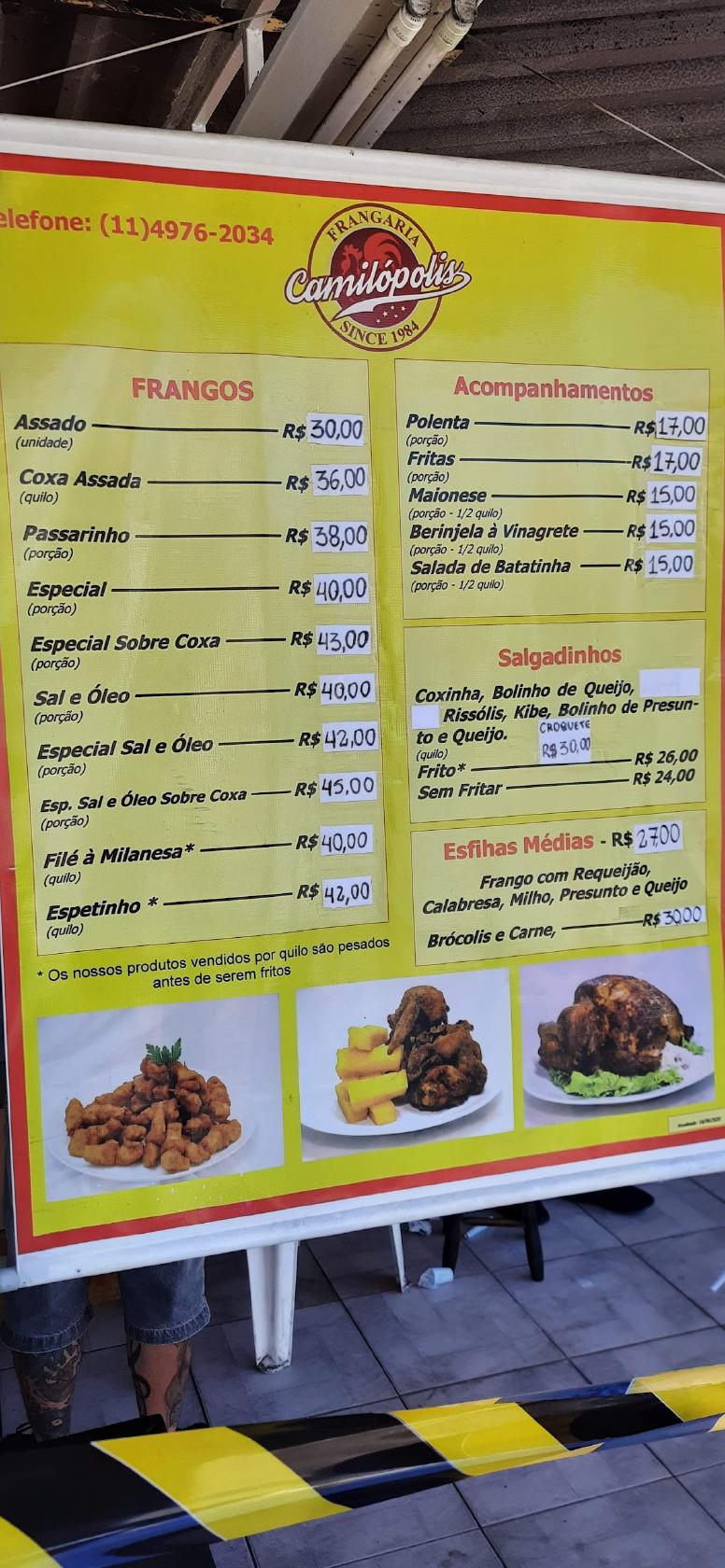 Frangaria Camilópolis cardápio