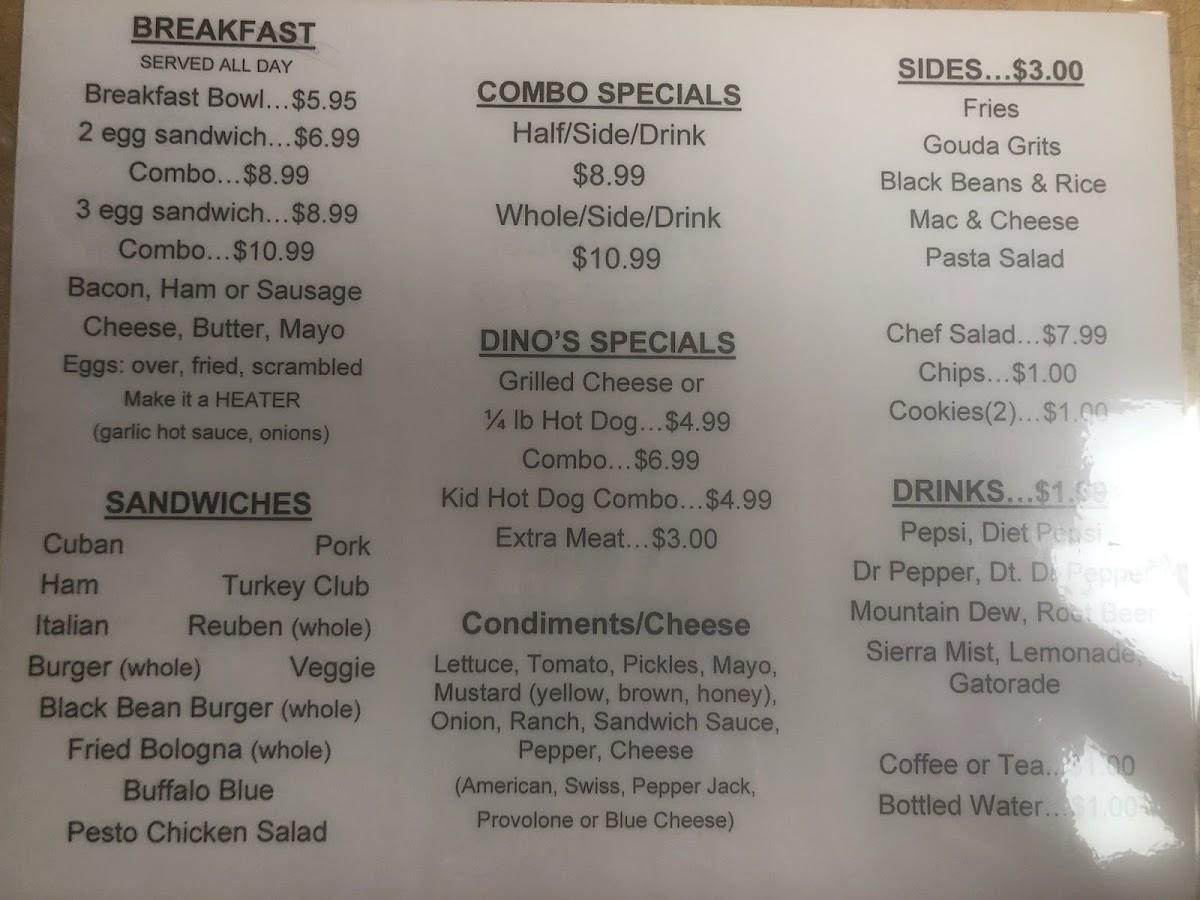 Menu at Key West Sandwich Shop restaurant, Lynn Haven