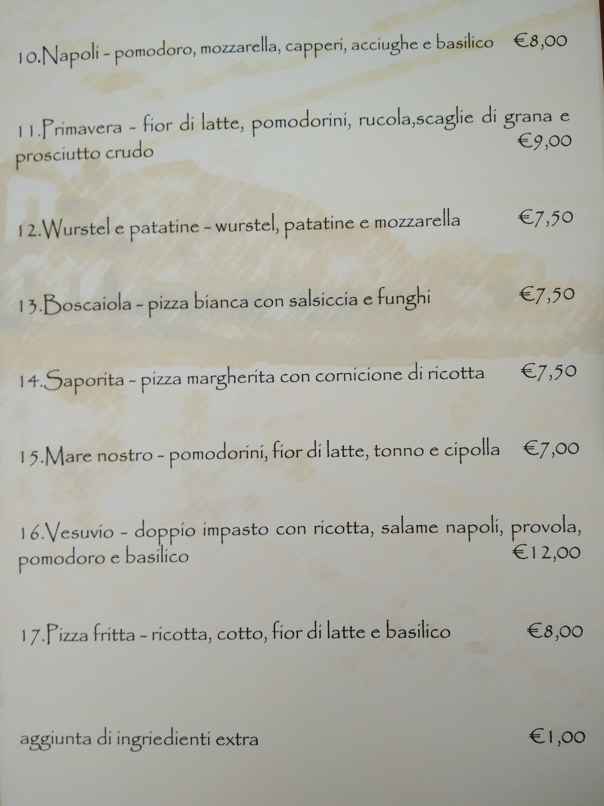 Menu da Ristorante Pizzeria Antica Napoli, Carugate