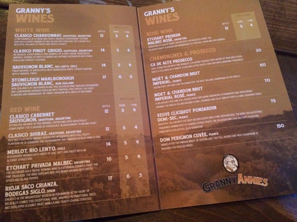 granny annies bar and kitchen menu