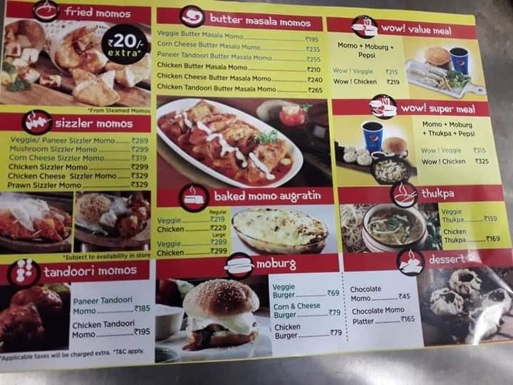 Wow! Momo menu