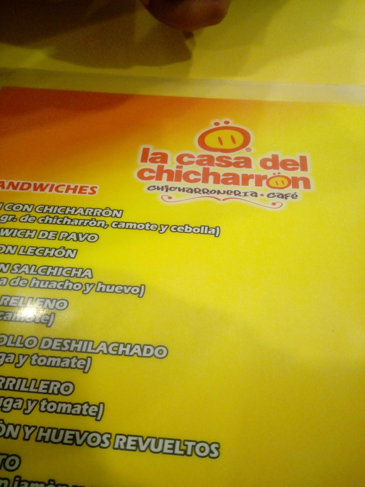 Carta Del Restaurante La Casa Del Chicharrón, Distrito Del Chorrillos