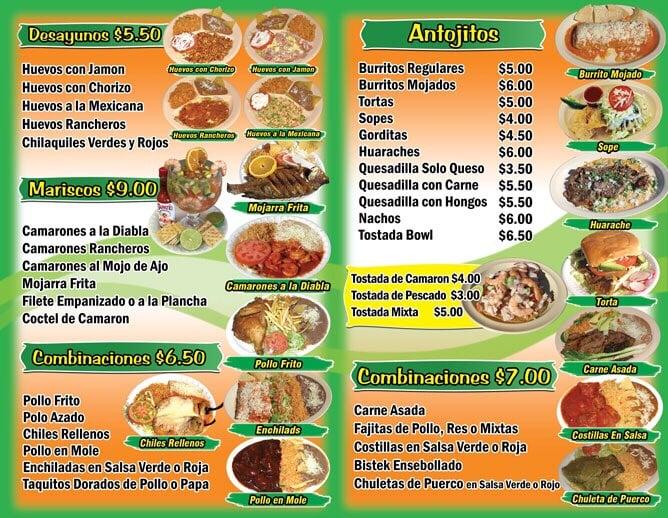 Menu at Manuelito's Mexican Restaurant, Los Angeles