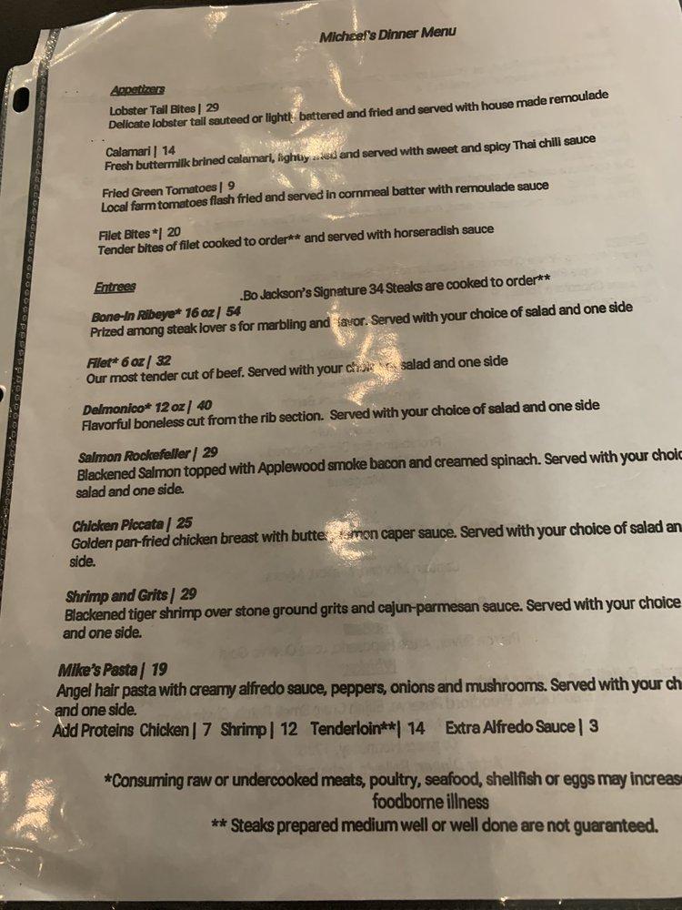 Menu at Michael's Restaurant, Birmingham, 1st Ave S