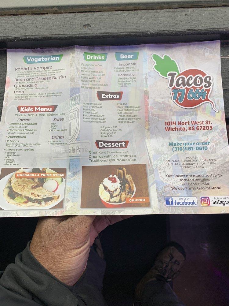 Menu at Tacos tj 664 restaurant, Wichita