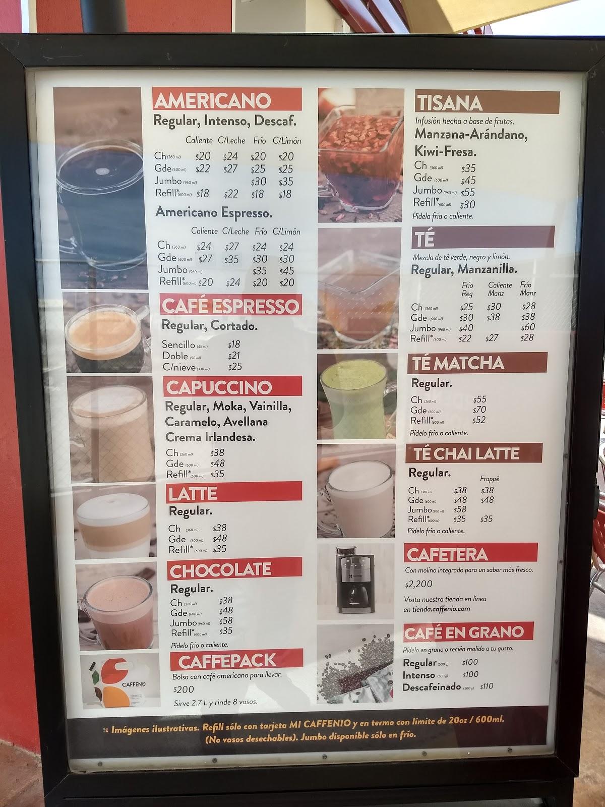 menu cafenio