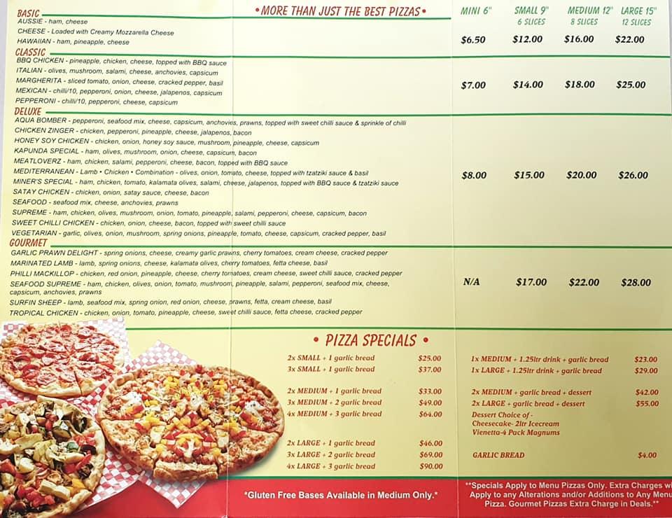 Menu at Kapunda Pizza Bar, Kapunda, 22 Main St