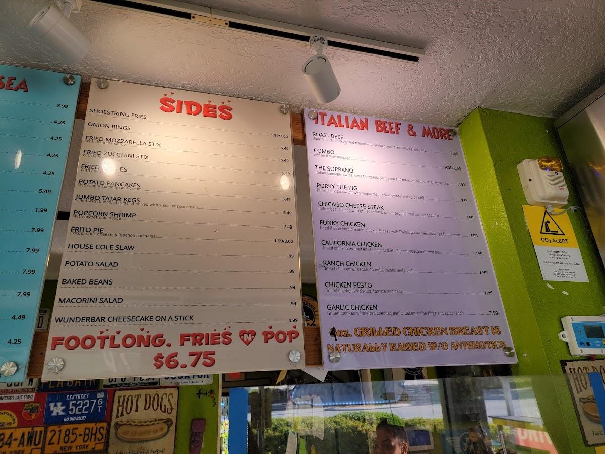 Menu at Mustard's Famous Hot Dogs restaurant, Melbourne, 415 E New
