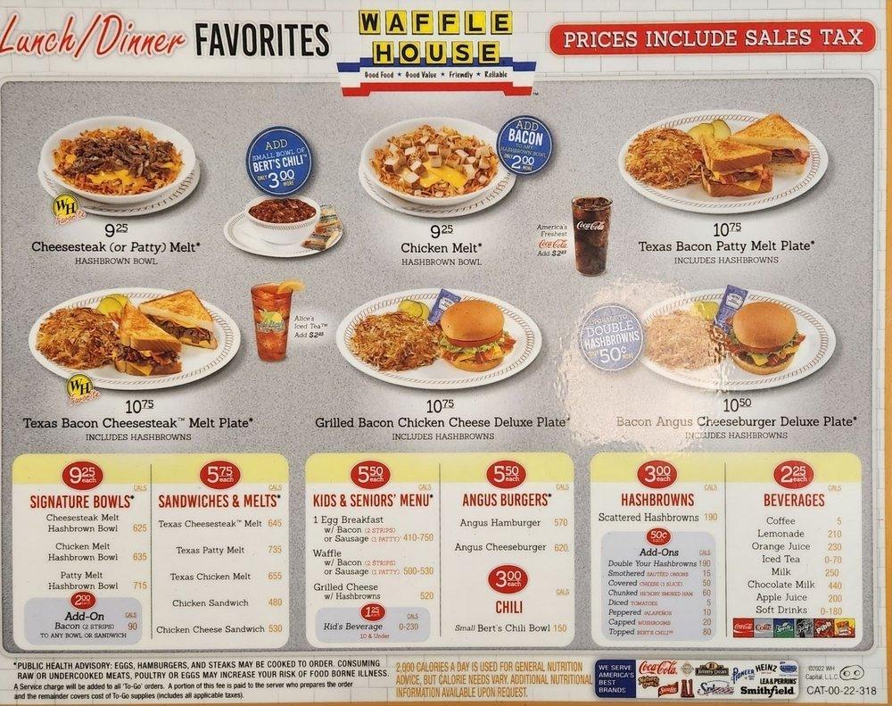 Menu at Waffle Hut restaurant, Rogers