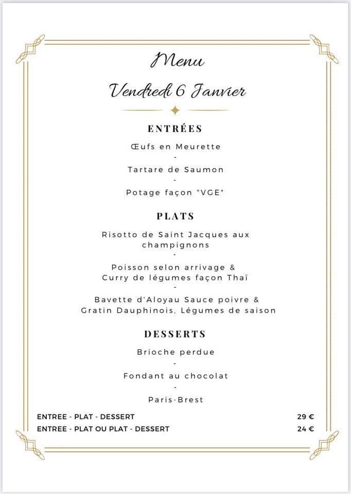 Menu de Le Modjo