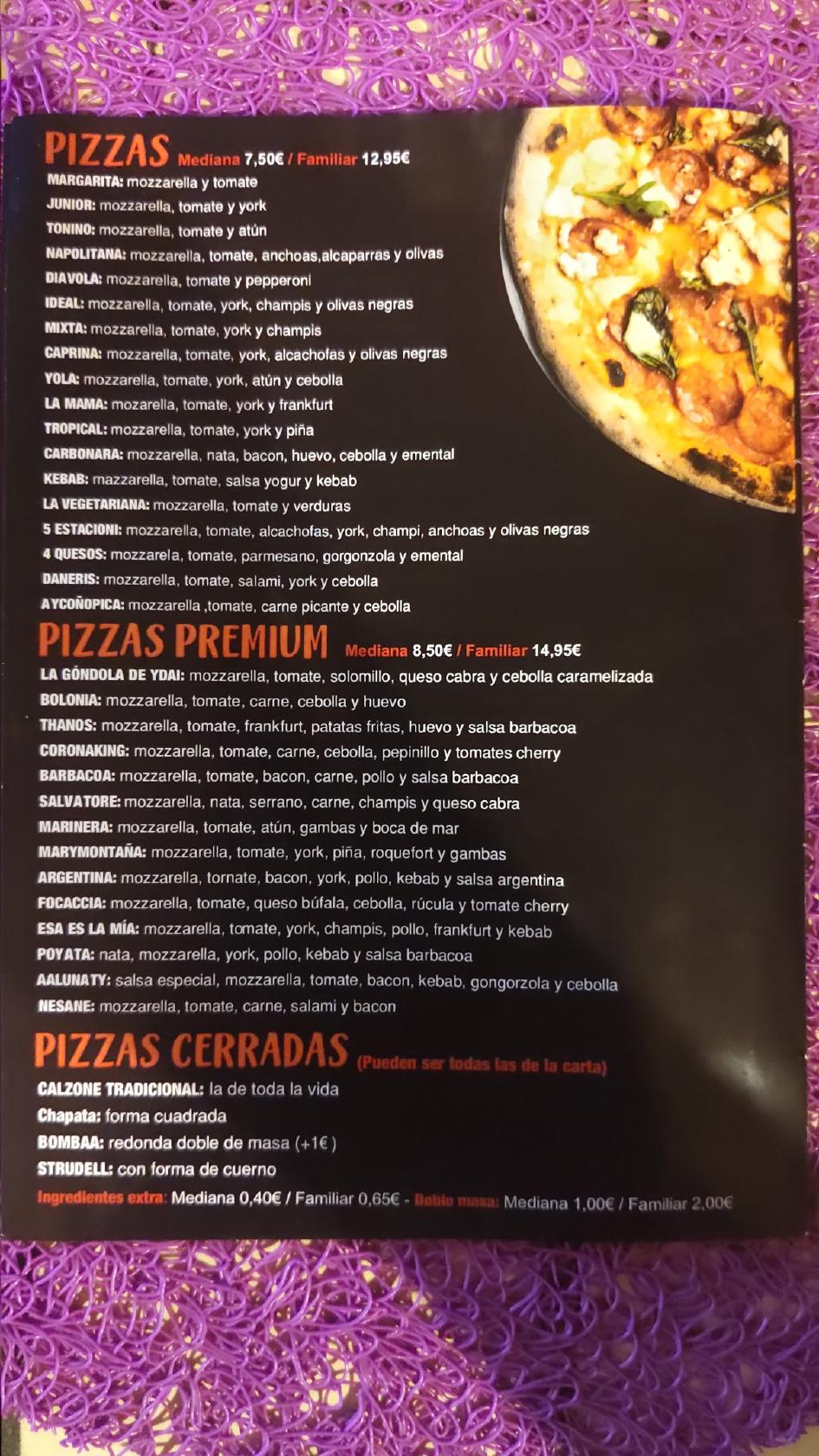 Menu at La Góndola de Ydai restaurant, Cubelles