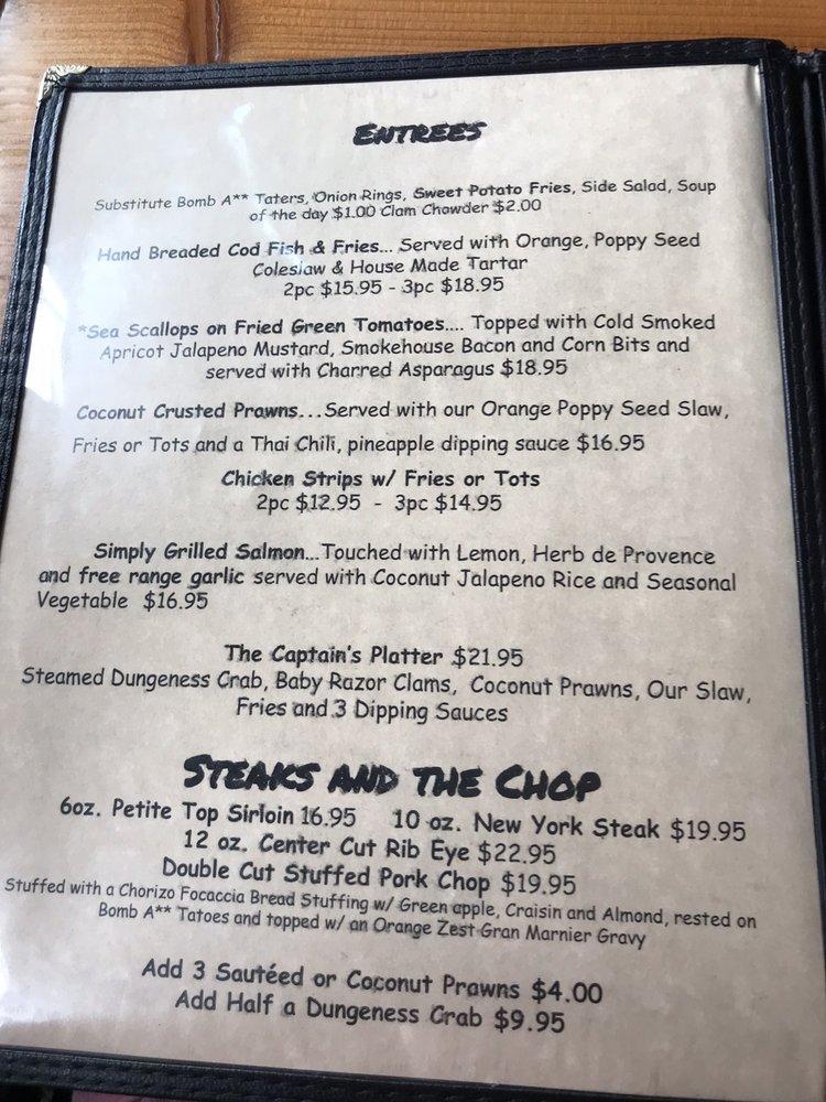 Menu at Oar House Bar & Grill, Pacific City