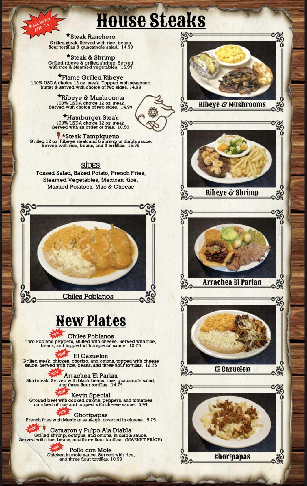 Menu at El Parian Mexican Parrilla and Bar, Hartwell