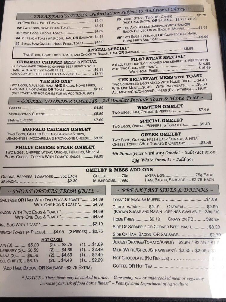 Menu at Tom & Joe's Restaurant, Altoona